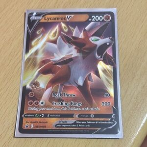 Pokemon Lycanroc V Card - Red and White